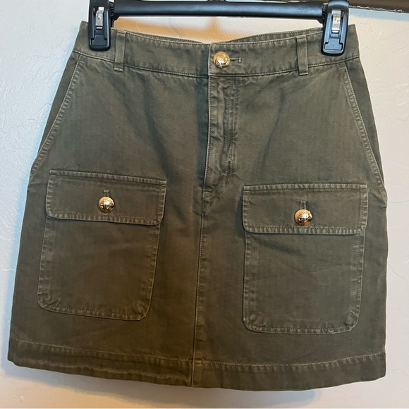 ANINE BING Aliza Mini Skirt in Army Green Sz XS Logo Buttons Like New Luxury - Picture 4 of 15
